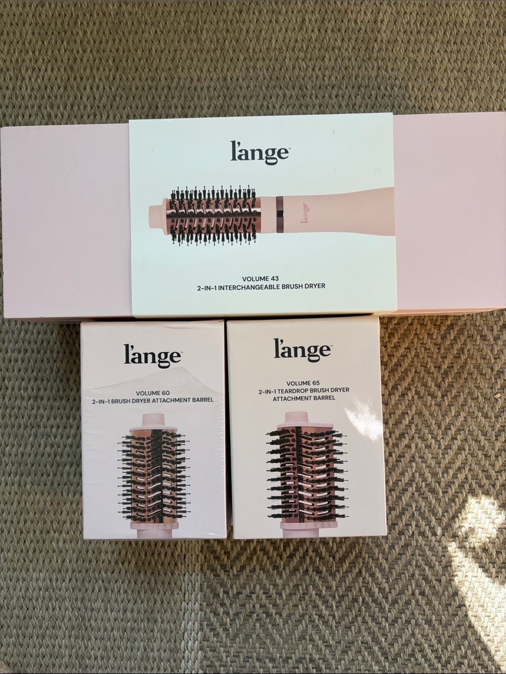 L'ange Multi-Volume Interchangeable Dryer Brush Set 43mm 60mm 65mm Barrels pink